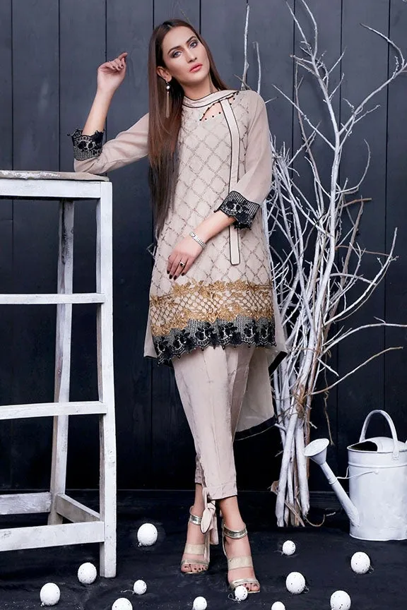 1507-MINK EMBROIDERED COTTON NET UNSTITCHED