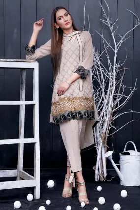 1507-MINK EMBROIDERED COTTON NET UNSTITCHED