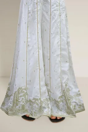 3161-CRON-SILK EMBROIDERED SILK TROUSER STITCHED