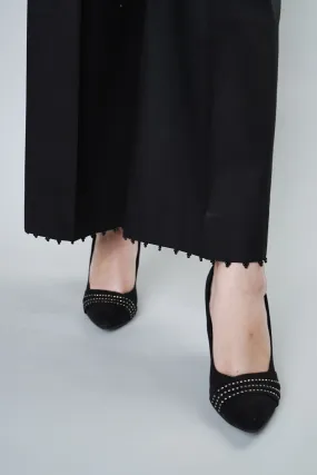 3849-BLACK EMBROIDERED TROUSER STITCHED
