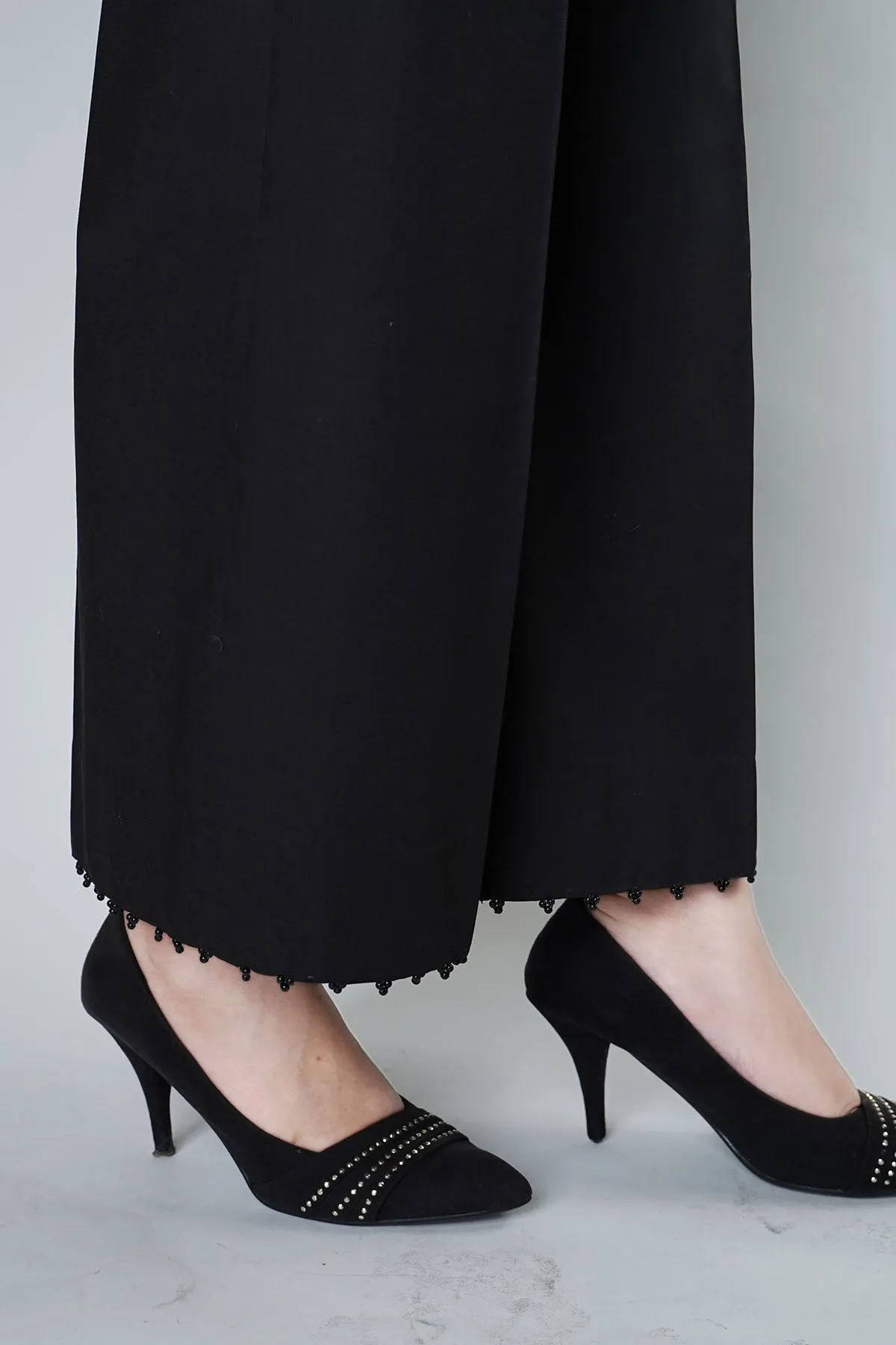 3849-BLACK EMBROIDERED TROUSER STITCHED