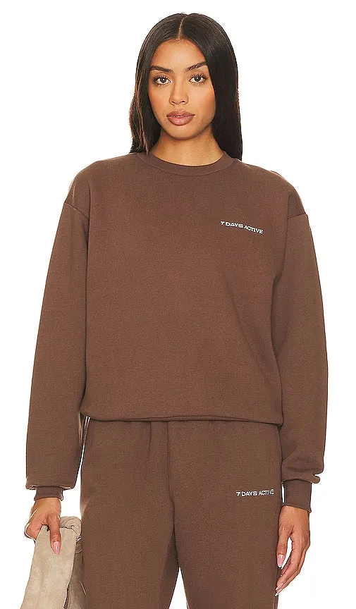 7 Days Active Organic Fitted Crew Neck in Brown