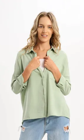 94815 Front Patched Pocket Mint Casual Summer Shirt