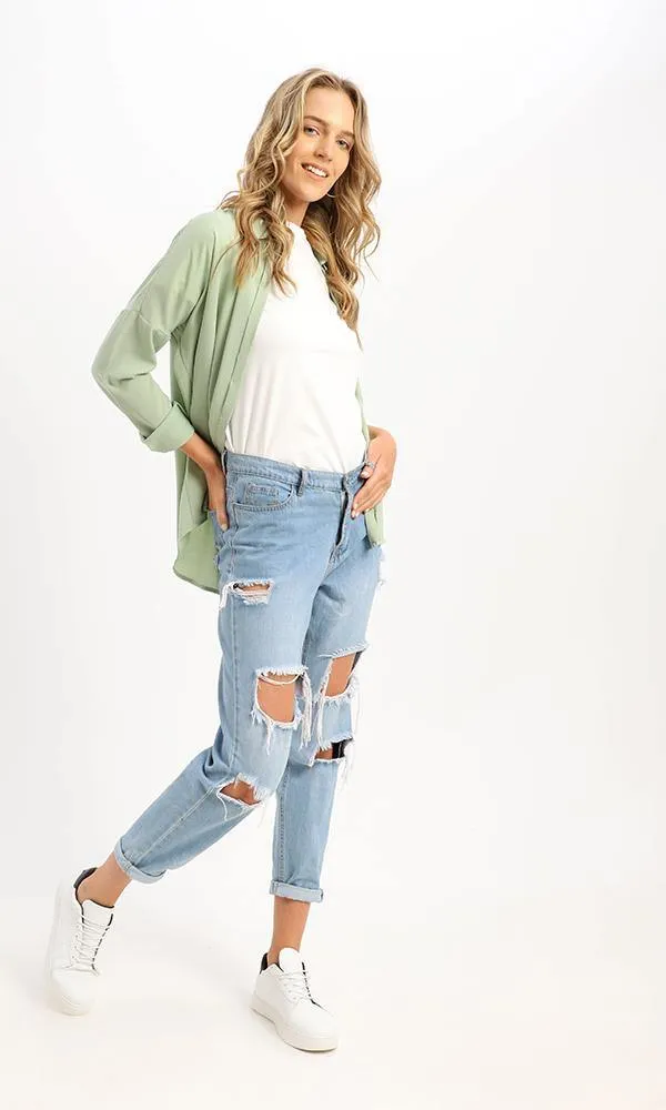 94815 Front Patched Pocket Mint Casual Summer Shirt