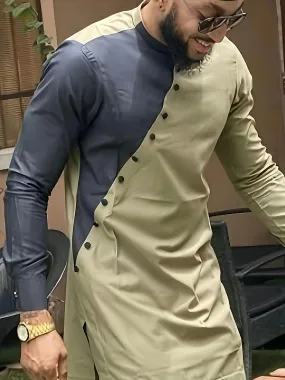 African Mens Senator Wear Kaftan | Wheat Colored