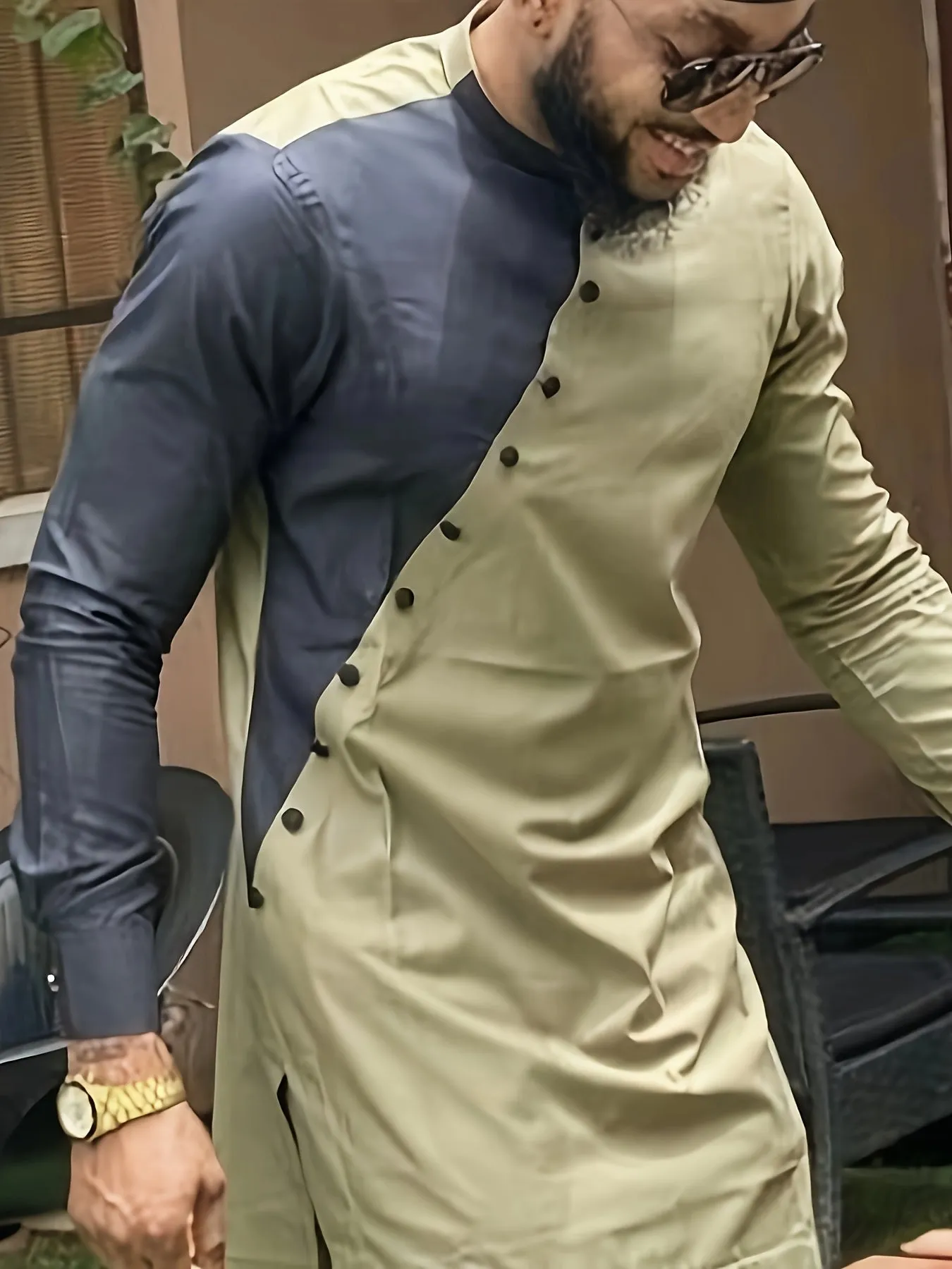 African Mens Senator Wear Kaftan | Wheat Colored