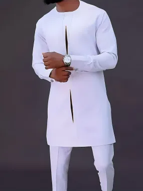 African Mens Senator Wear Kaftan | White Style
