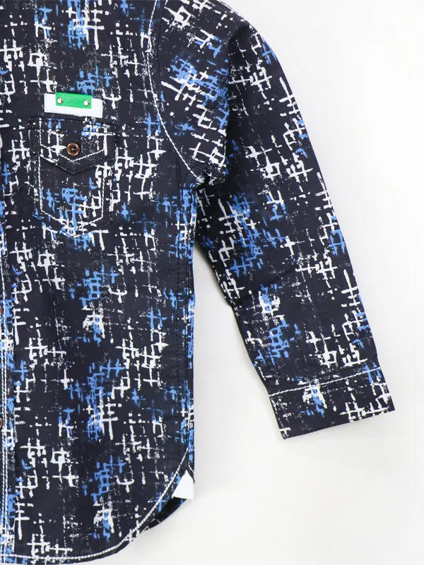 AJ Boys Casual Shirt 4Yrs - 10Yrs Classic Printed Black