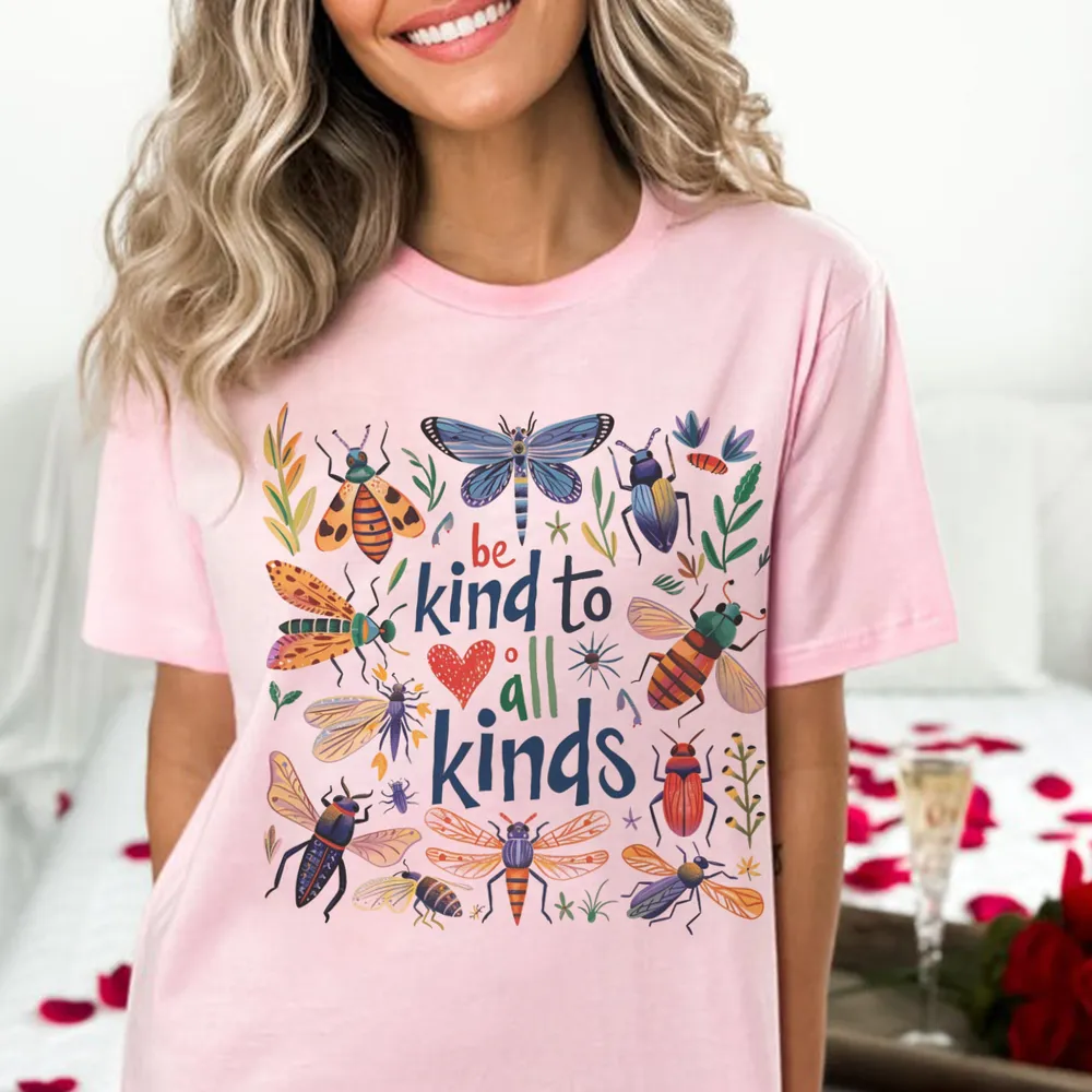 Be Kind To All Kinds Retro Graphic T Shirt, Vintage 90s Butterly Shirt, Nostalgia Love Spread Tee, Cute Unisex Adult Graphic Shirt, Mom Gift AIRE1605 03