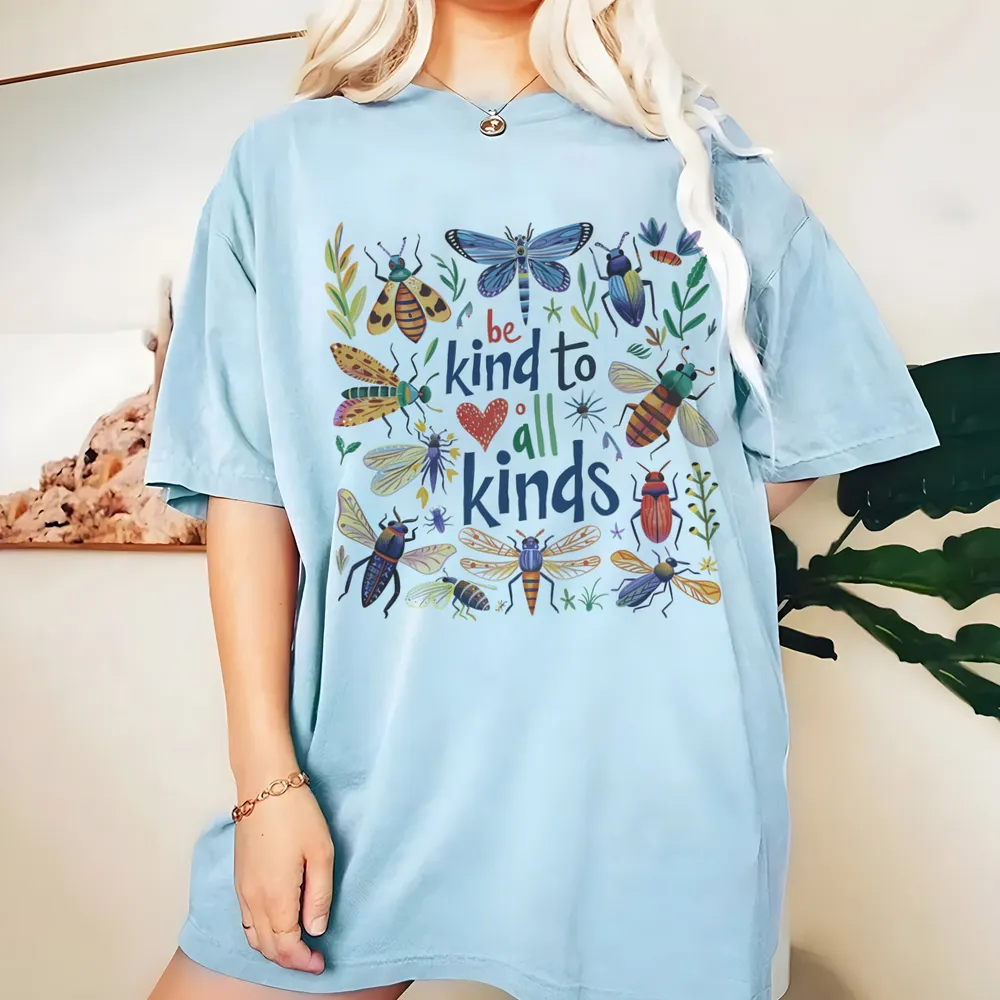 Be Kind To All Kinds Retro Graphic T Shirt, Vintage 90s Butterly Shirt, Nostalgia Love Spread Tee, Cute Unisex Adult Graphic Shirt, Mom Gift AIRE1605 03