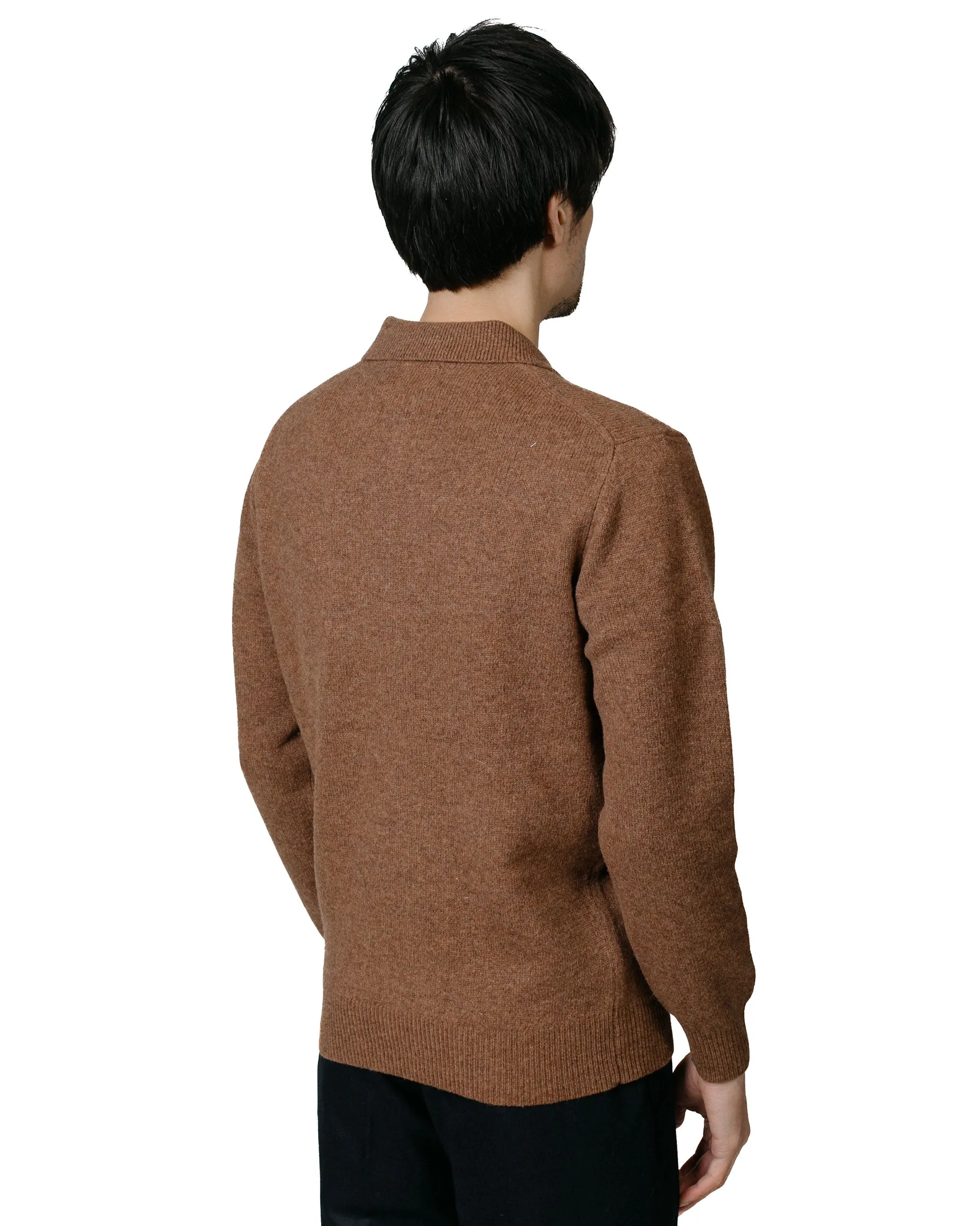 Mens Classic Brown Knit Polo Shirt - Beams Plus 9G