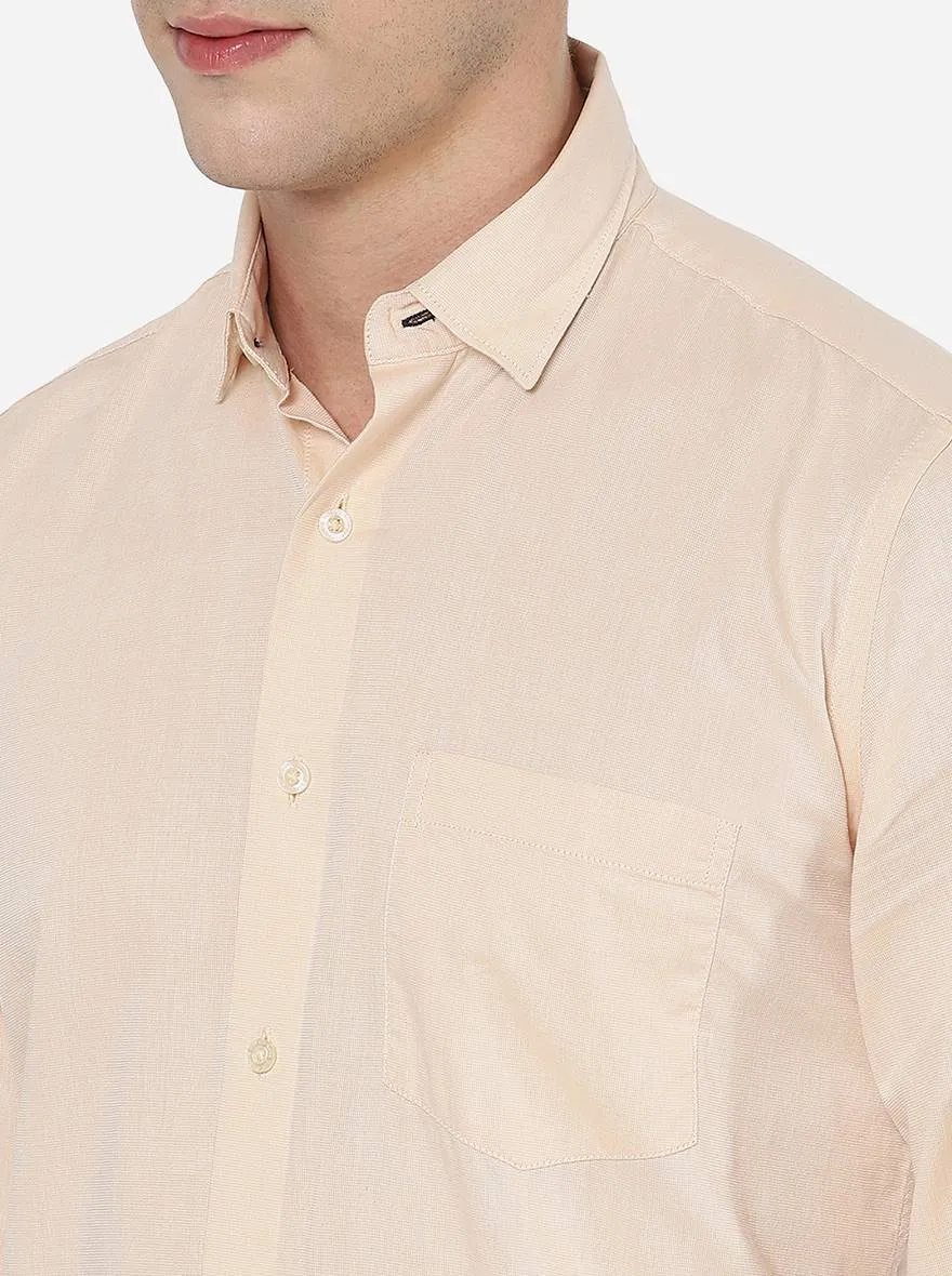 Beige Solid Slim Fit Casual Shirt | JadeBlue