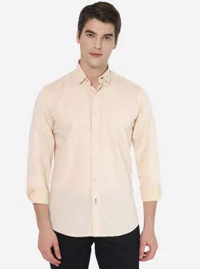 Beige Solid Slim Fit Casual Shirt | JadeBlue