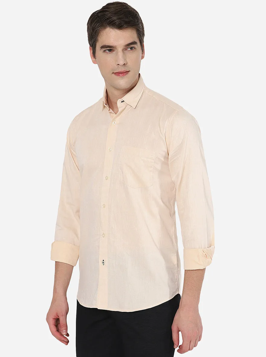 Beige Solid Slim Fit Casual Shirt | JadeBlue