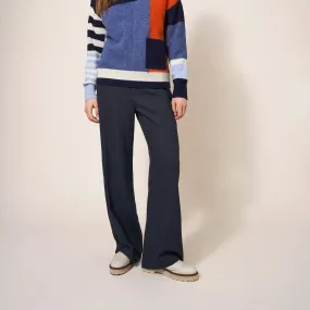 Belle Tweedy Wide Leg Trousers - Navy Multi