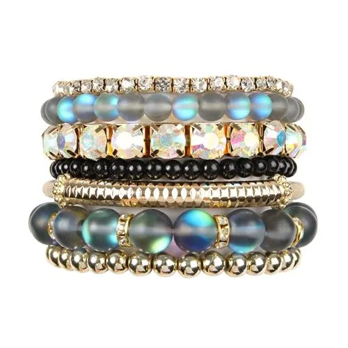 Black Mermaid Glass Bracelet Set