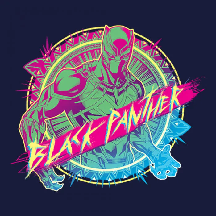 Black Panther: Neo Pop - Marvel Official Navy T-shirt