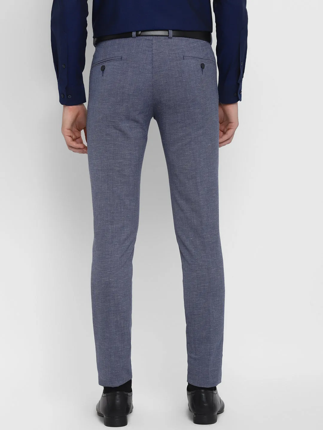 Blue Self Design Ultra Slim Fit Trouser