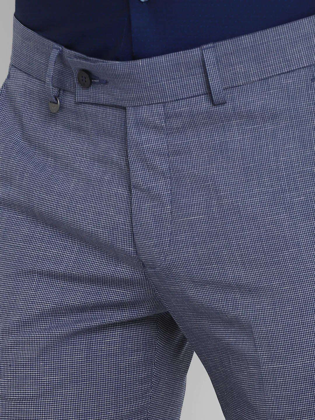 Blue Self Design Ultra Slim Fit Trouser