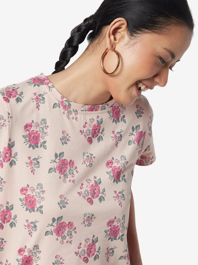 Peach Rose Print Crop Top from Bombay Paisley - Floral Summer Fashion