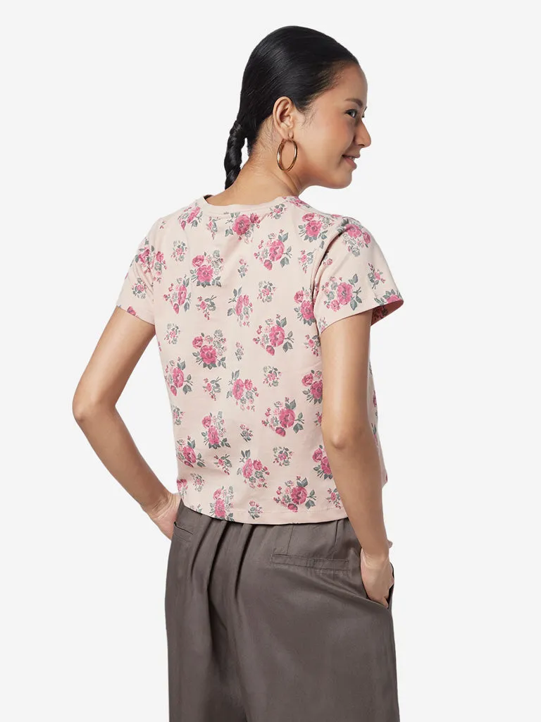 Peach Rose Print Crop Top from Bombay Paisley - Floral Summer Fashion