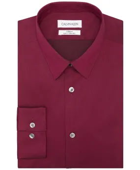 Calvin Klein Men's Slim-Fit Non-Iron Stain Shield Shirt, Mulberry, L