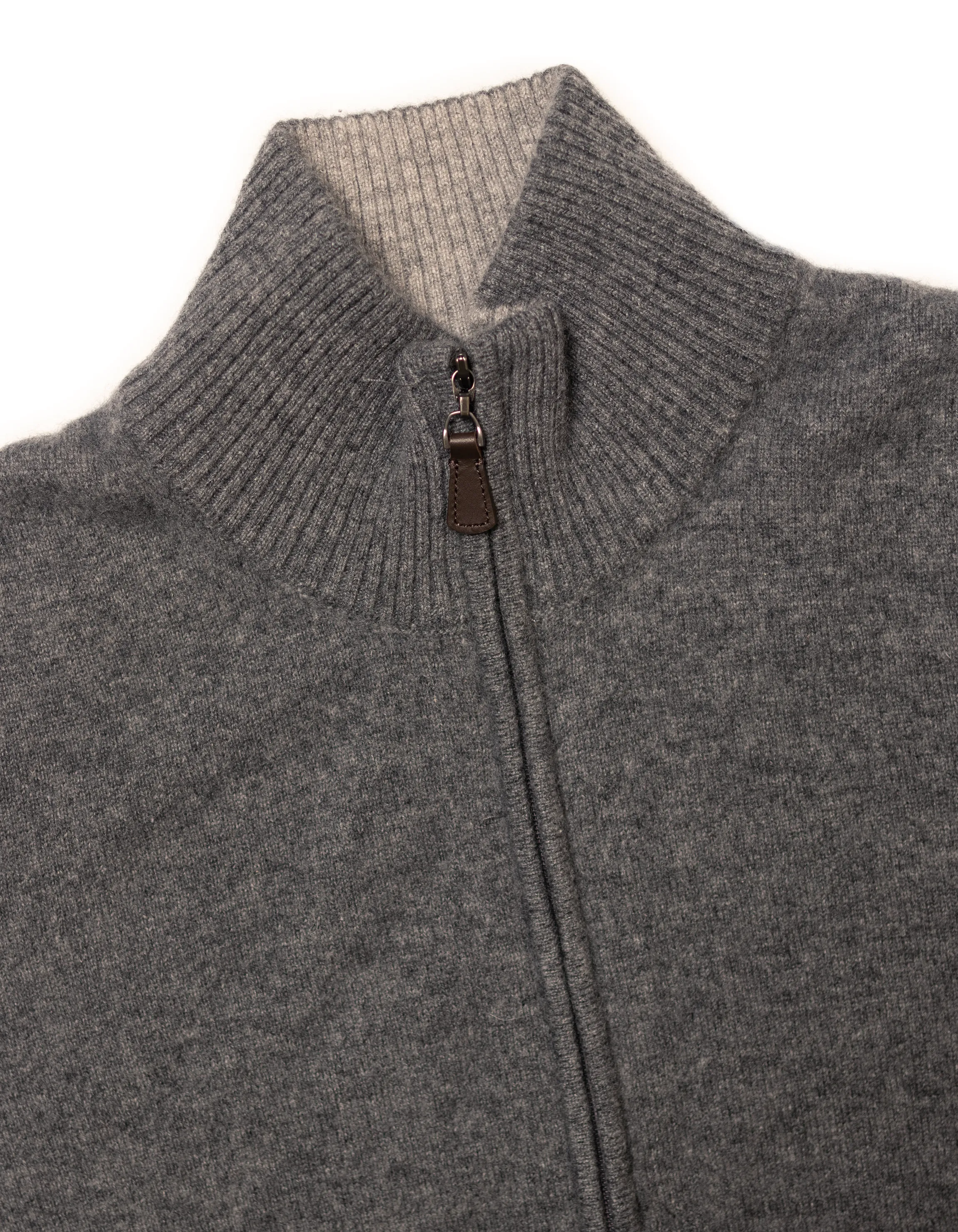 Luxurious Grey Cashmere Zip-Up Sweater for Men/Women
