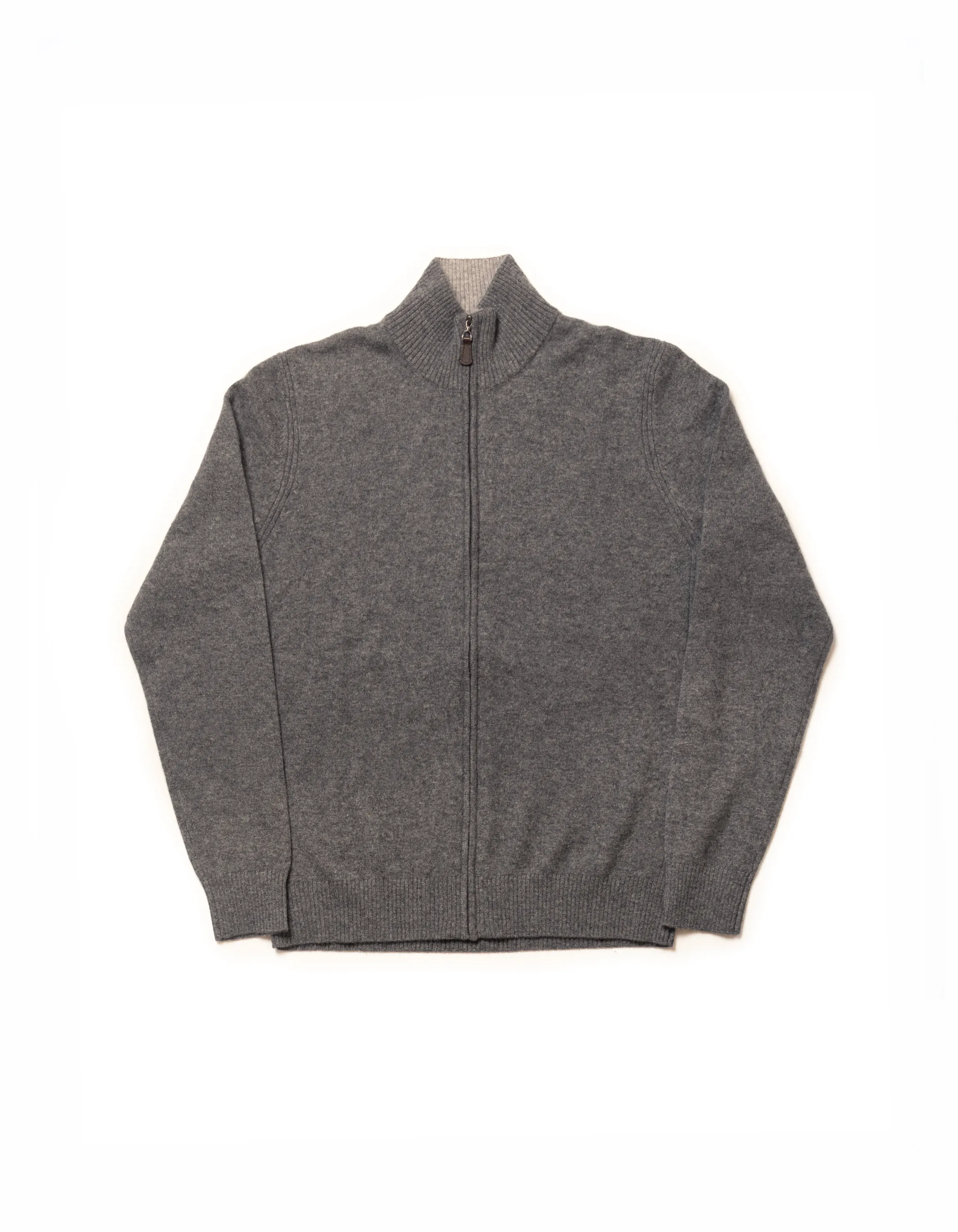Luxurious Grey Cashmere Zip-Up Sweater for Men/Women