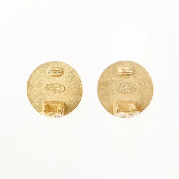 Chanel 1995 Made Round Pearl Mini Cc Mark Earrings
