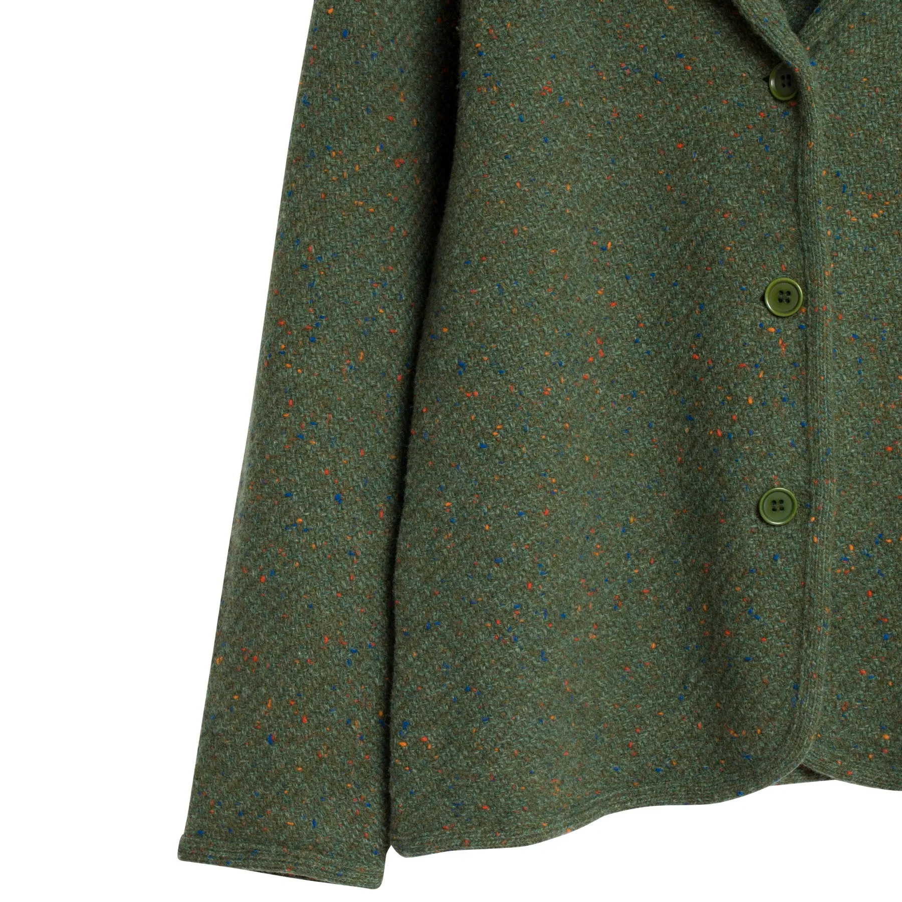 Chevron Tweed Knit Bias Bound Cloverleaf Cardigan