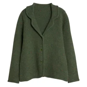 Chevron Tweed Knit Bias Bound Cloverleaf Cardigan