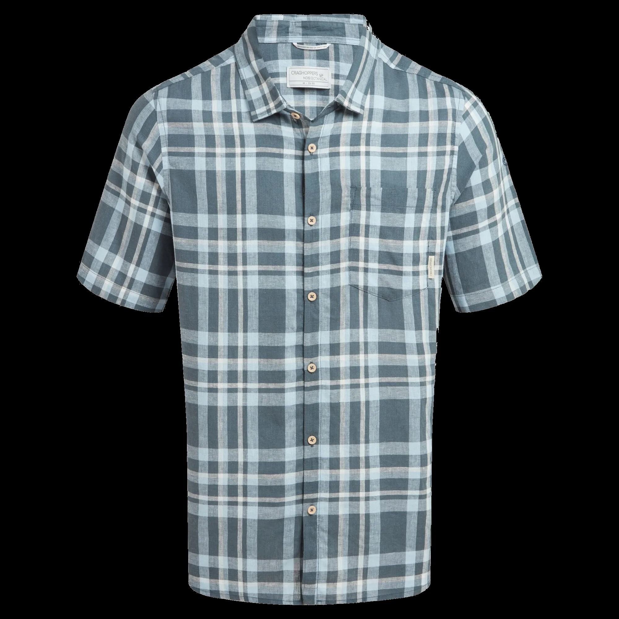 Craghoppers Men&#x27;s Cartwright Short Sleeved Shirt Blue Stone Check | Buy Craghoppers Men&#x27;s Cartwright Short Sleeved Shirt Blue Stone Check here | Outnorth