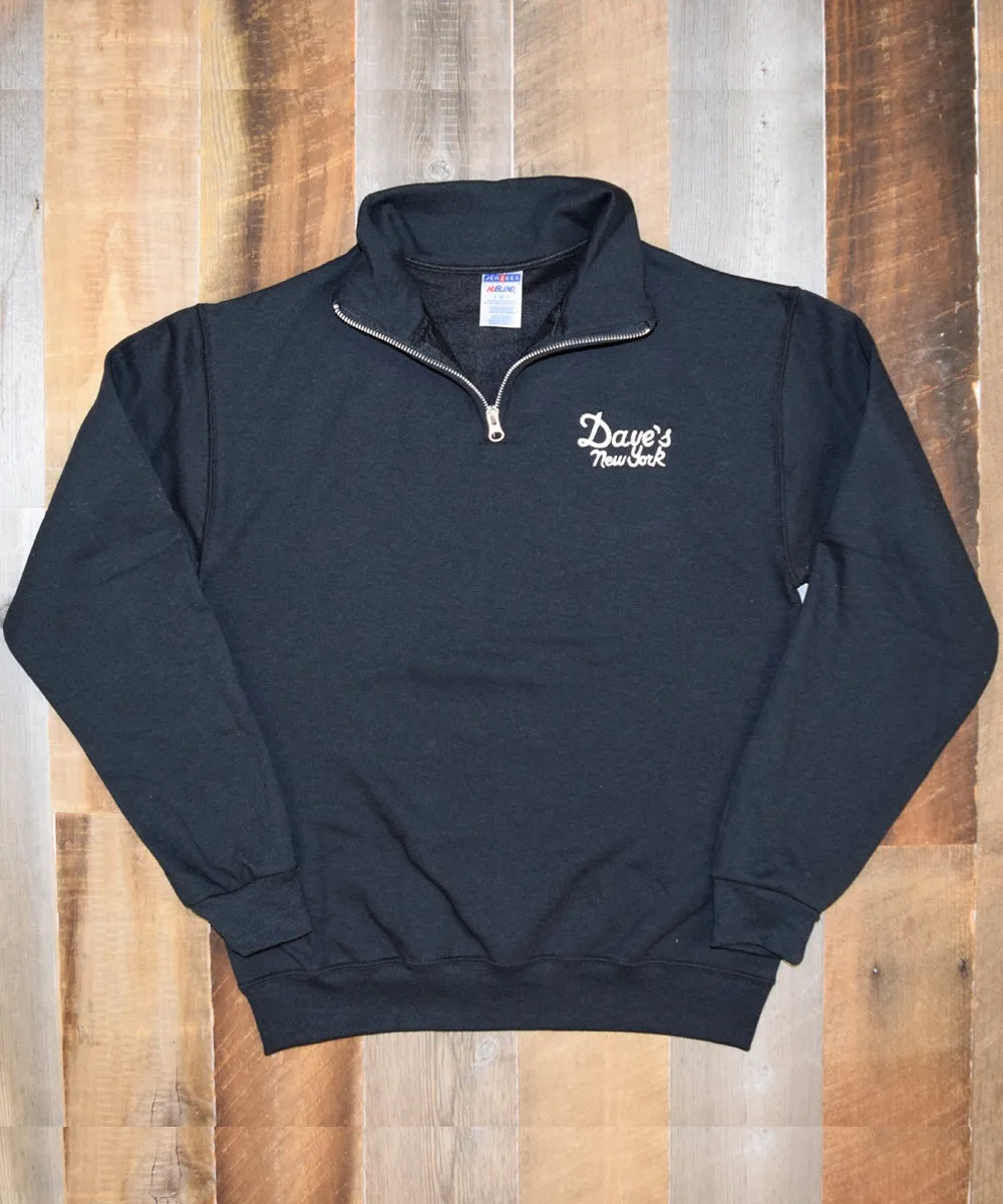 Dave’s New York Men&#39;s Vintage Logo Half-Zip Sweatshirt - Black