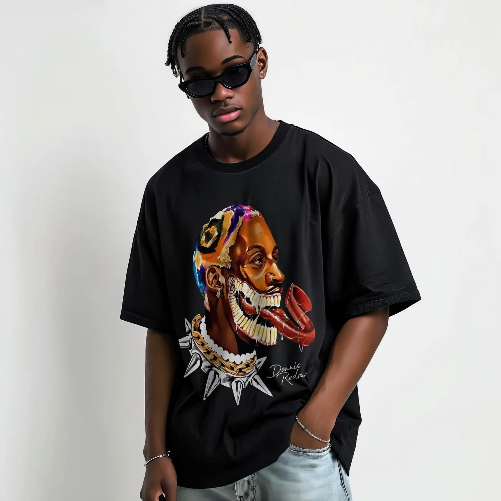 Dennis Rodman Venom Graffiti Print T-Shirt