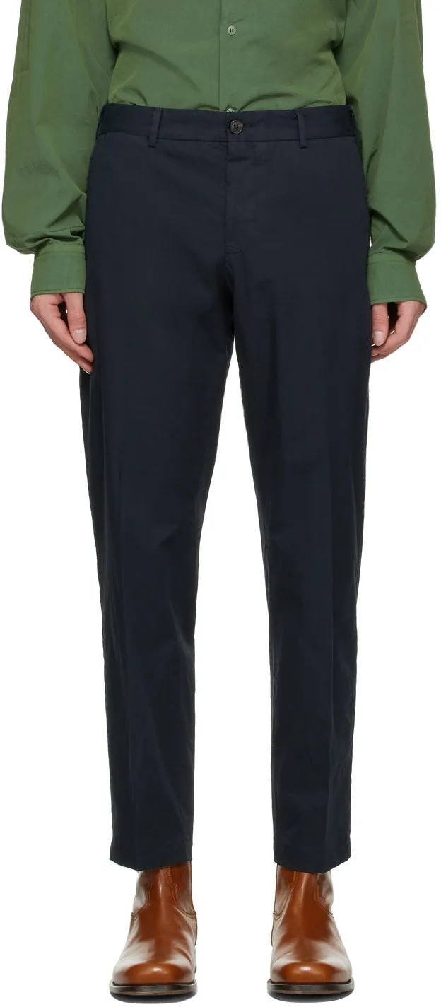 Dries Van Noten Navy Cotton Trousers