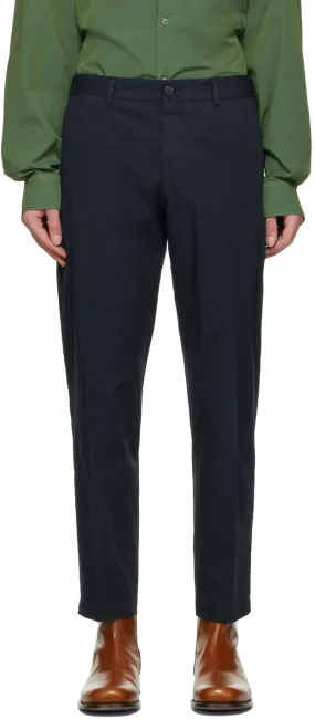 Dries Van Noten Navy Cotton Trousers
