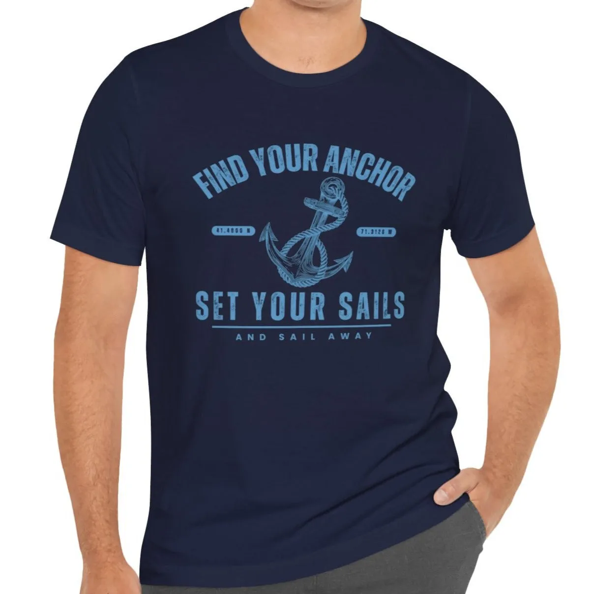 Find Your Anchor Men's Bella Canvas Tee - Sail Away Comfort Statement