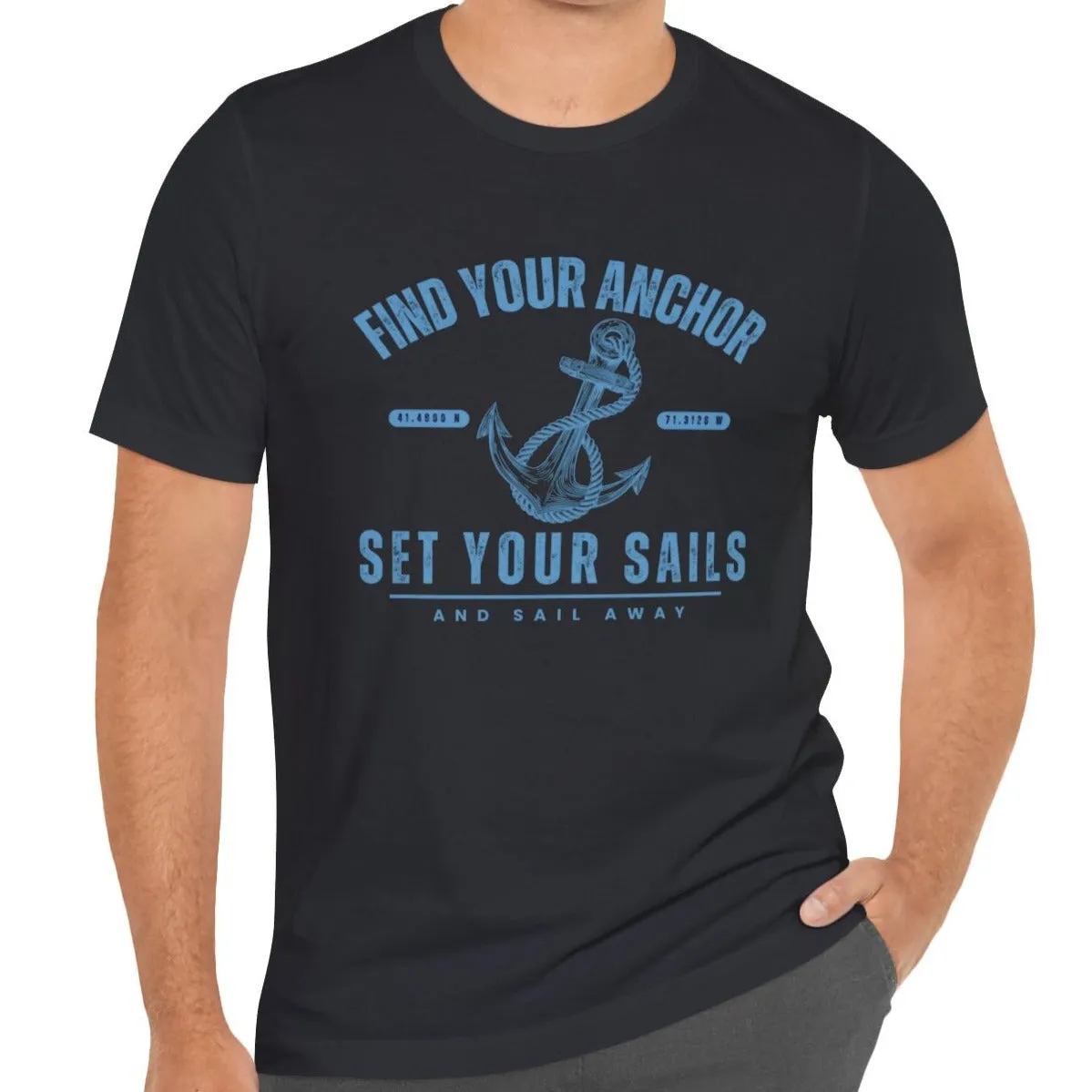 Find Your Anchor Men's Bella Canvas Tee - Sail Away Comfort Statement