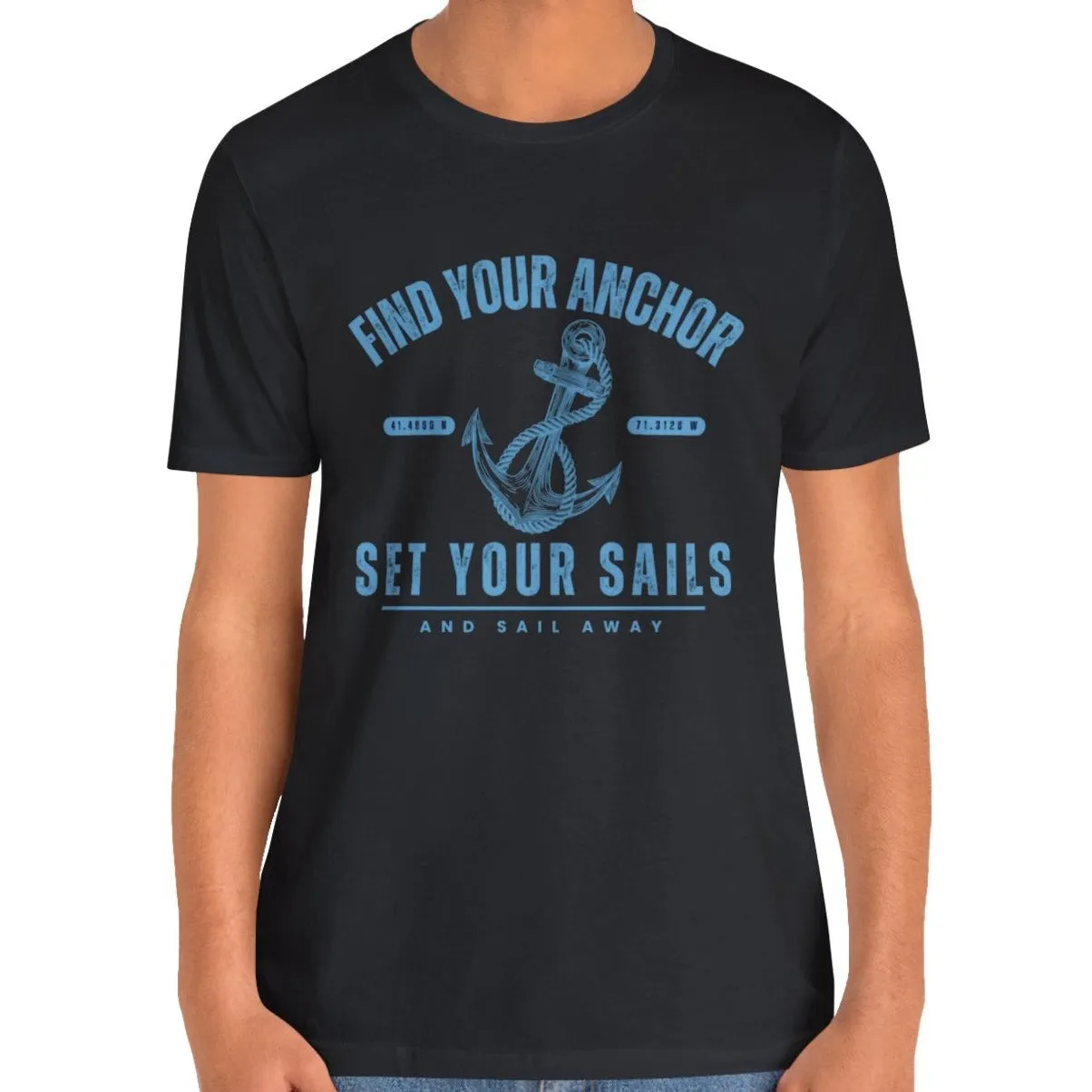 Find Your Anchor Men's Bella Canvas Tee - Sail Away Comfort Statement