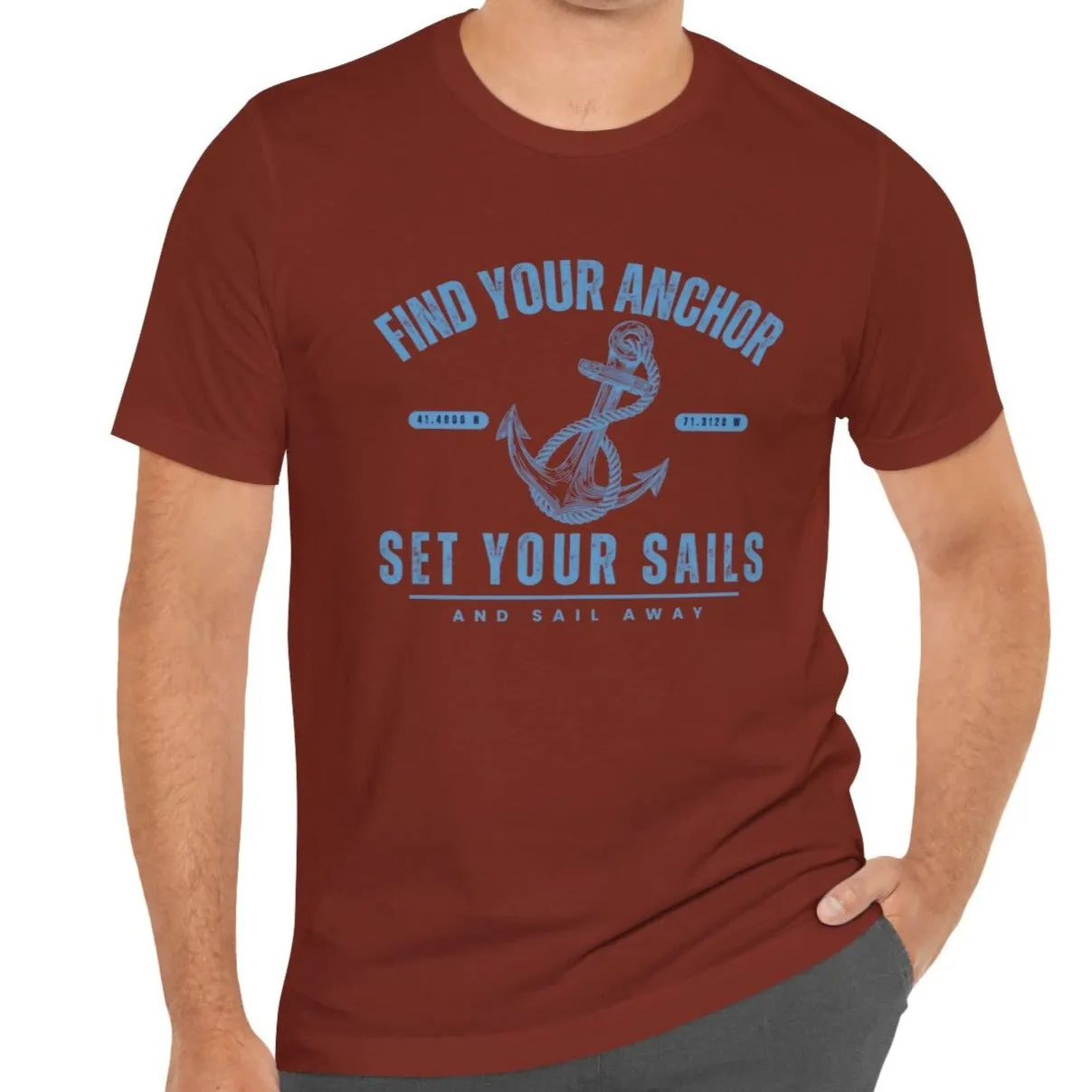Find Your Anchor Men's Bella Canvas Tee - Sail Away Comfort Statement