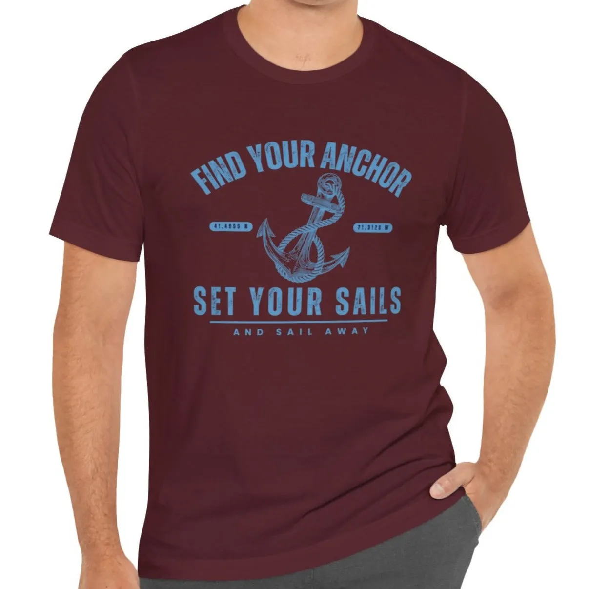 Find Your Anchor Men's Bella Canvas Tee - Sail Away Comfort Statement