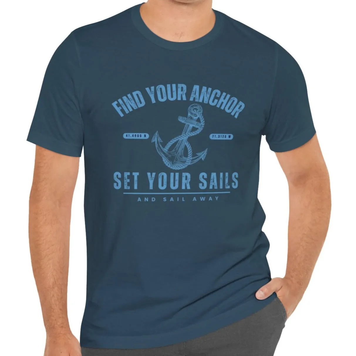 Find Your Anchor Men's Bella Canvas Tee - Sail Away Comfort Statement