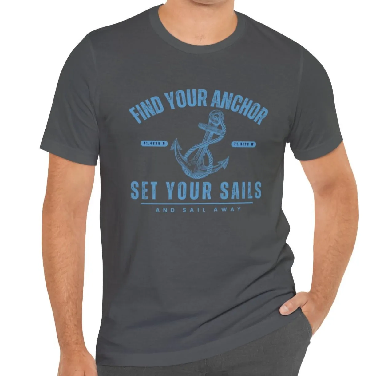 Find Your Anchor Men's Bella Canvas Tee - Sail Away Comfort Statement