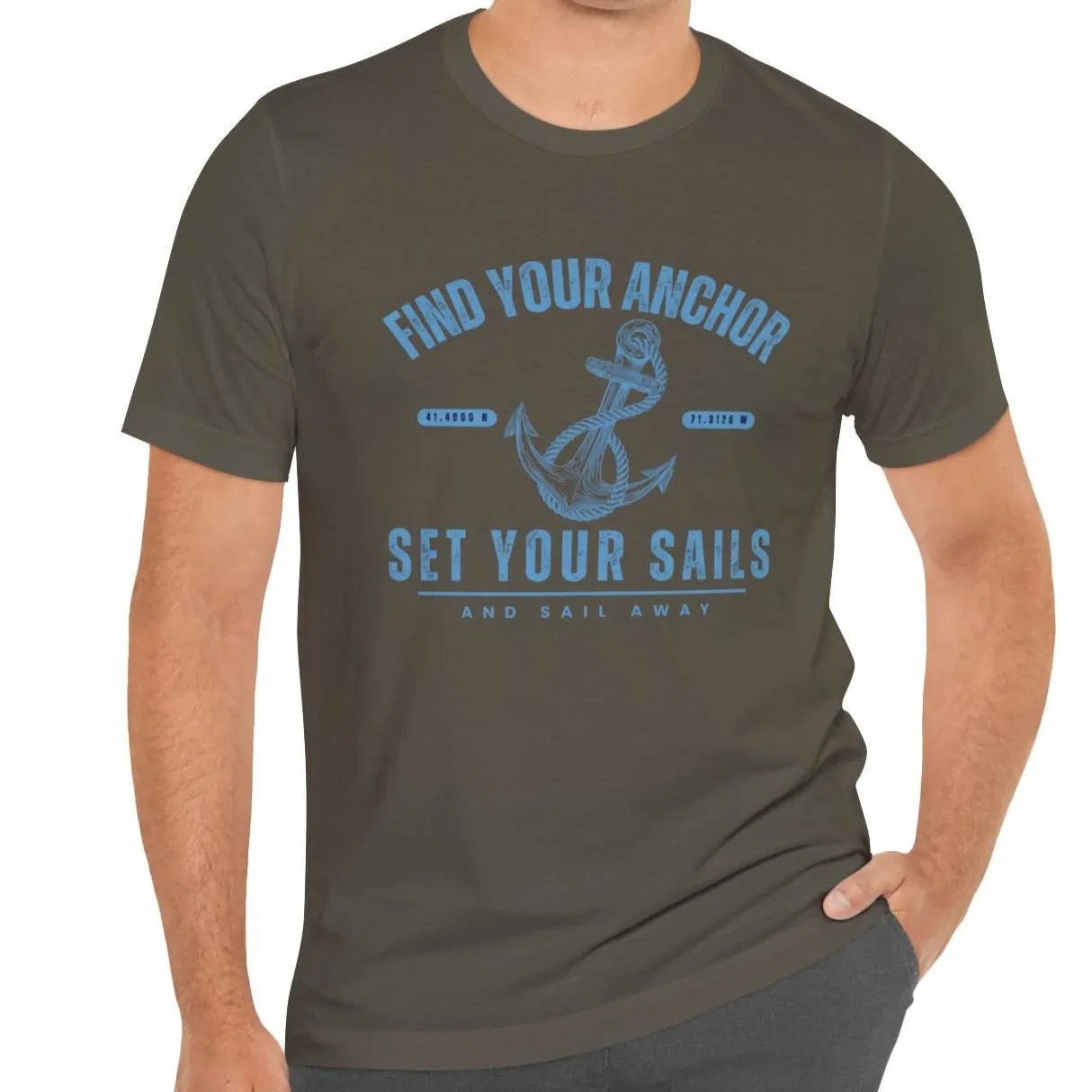 Find Your Anchor Men's Bella Canvas Tee - Sail Away Comfort Statement