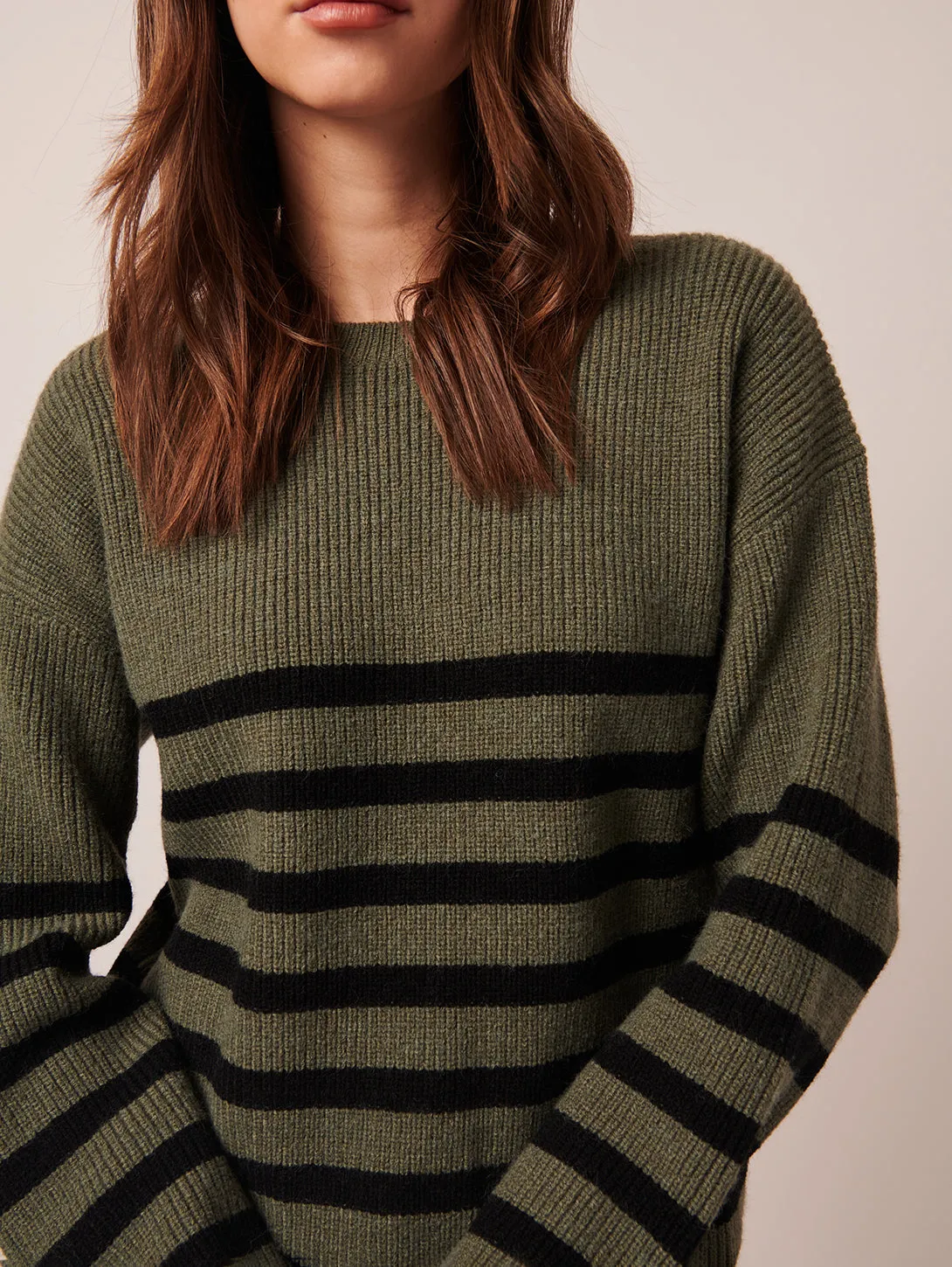 Floralie Stripe Sweater - Sage Twist