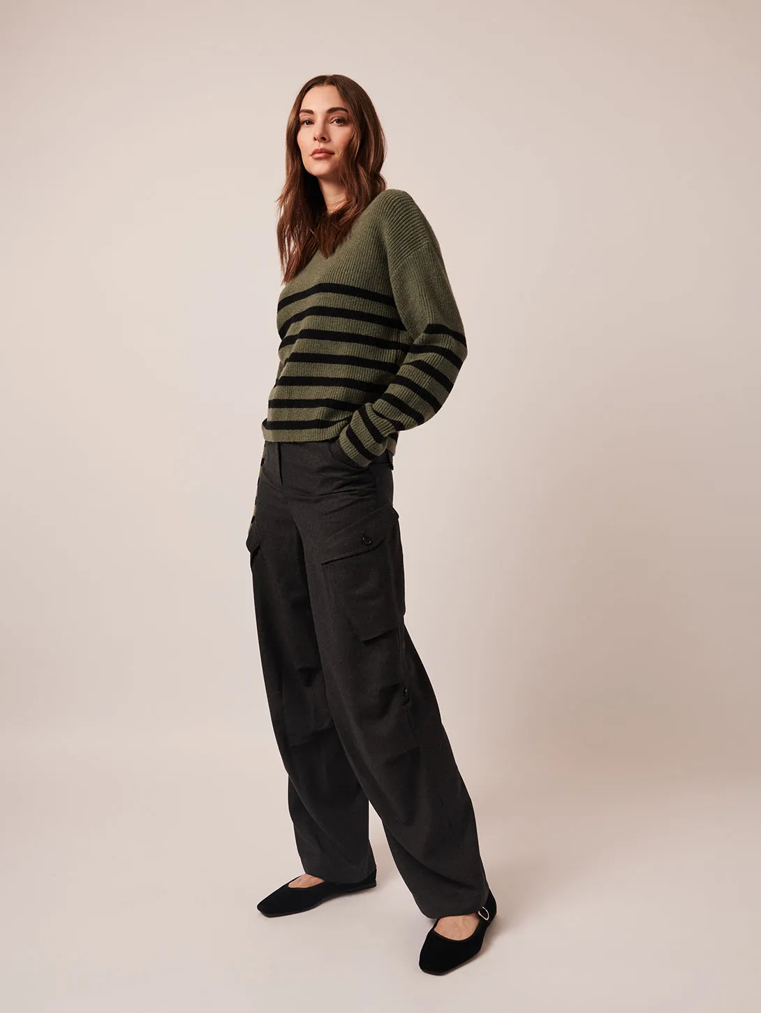 Floralie Stripe Sweater - Sage Twist
