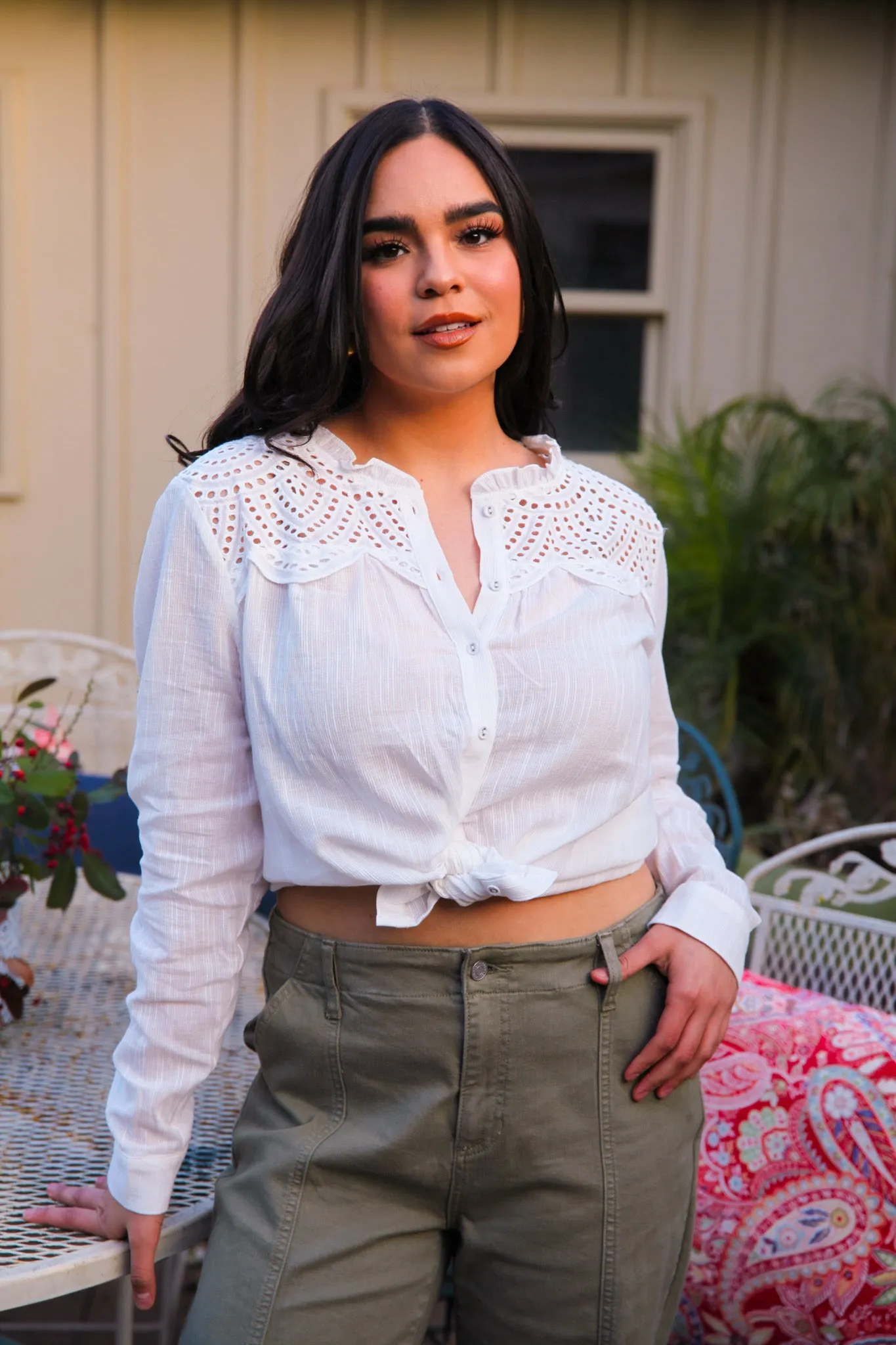 Hidden Haven Cotton Blouse - White