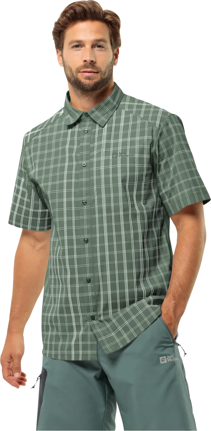 Jack Wolfskin Men&#x27;s Norbo Short Sleeve Shirt Hedge Green Checks | Buy Jack Wolfskin Men&#x27;s Norbo Short Sleeve Shirt Hedge Green Checks here | Outnorth