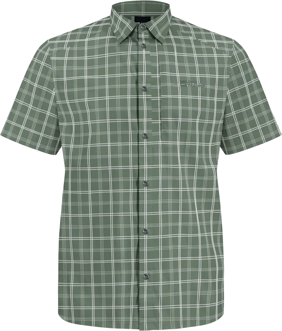 Jack Wolfskin Men&#x27;s Norbo Short Sleeve Shirt Hedge Green Checks | Buy Jack Wolfskin Men&#x27;s Norbo Short Sleeve Shirt Hedge Green Checks here | Outnorth