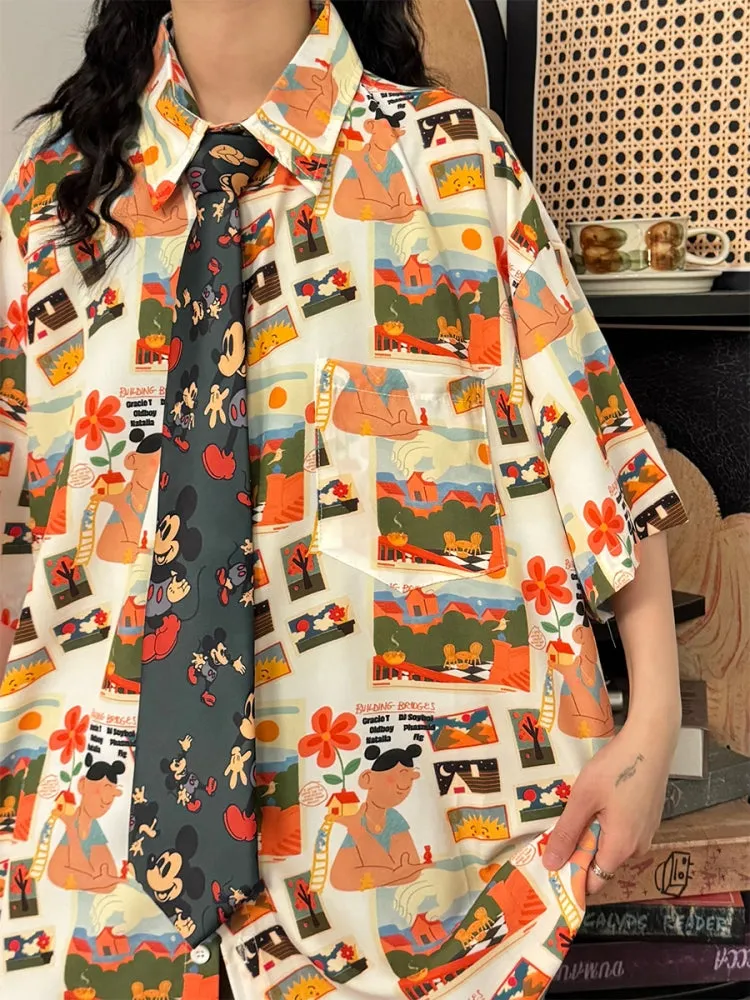 Japanese Vintage Style Design Shirt for Summer